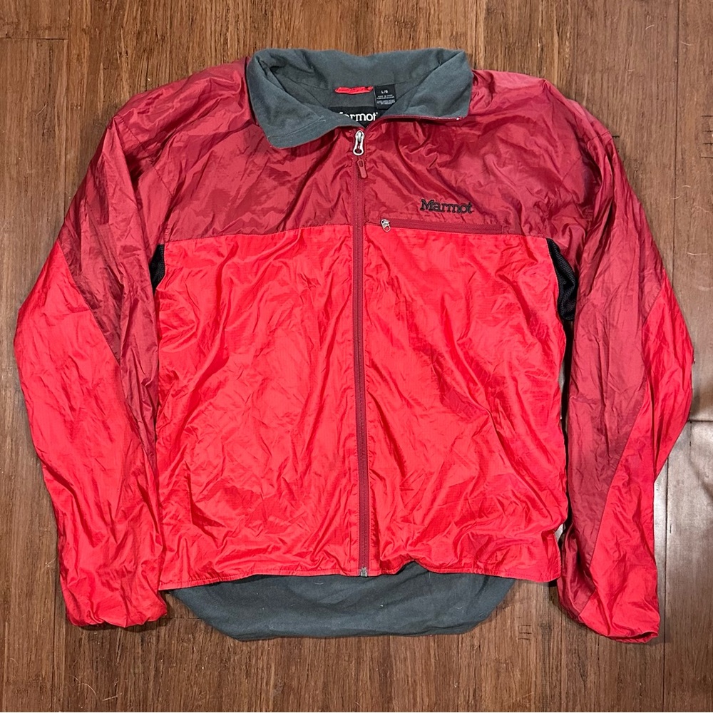 Marmot Men's Fleece Lined Red Windbreaker/ Running Jacket